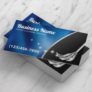 House Städning Service Modern Navy Blue Silver Visitkort