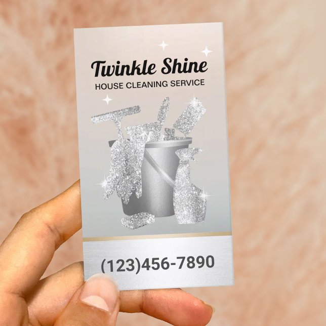 House Städning Service Modern Silver Houseservatio Visitkort (Skapare uppladdad)