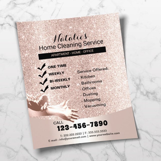 House Städning Service  Ro Guld Glitter Flygblad (Skapare uppladdad)