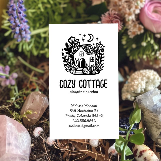 House Städning Services Cute Home Hand plockade Lo Visitkort (House Cleaning Services Cute Home Hand Drawn Logo Business Card
)