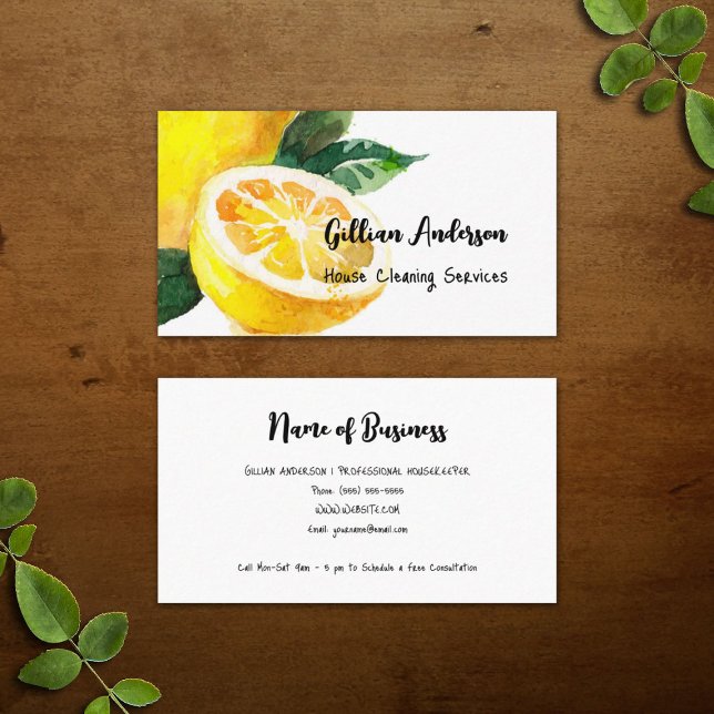 House Städning Services Lemon Segce Houseeping Visitkort (House Cleaning Services Lemon Slice Housekeeping Business Cards)