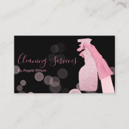 House Städning Services Maid Glitter Black Rosa Visitkort
