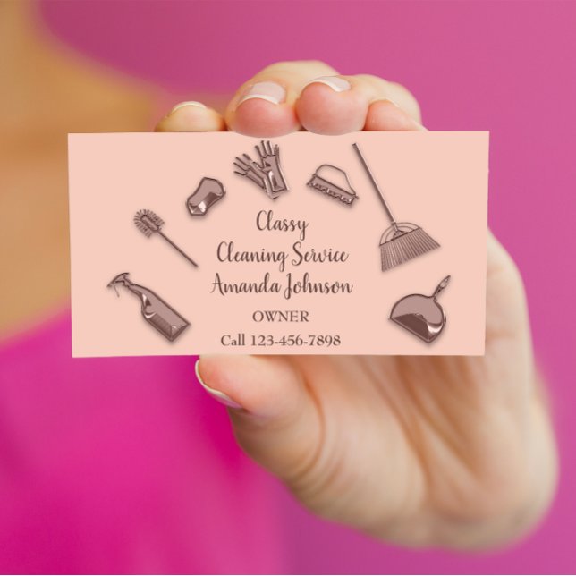 House Städning Services Ro Logotyp Maid Office lux Visitkort (House Cleaning Services Rose Logo Maid Office lux Business Card)