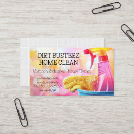 House Städning | Spray Flaska och Rag Visitkort