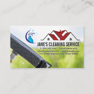 House Städning Squeegee Flaska Spray Visitkort