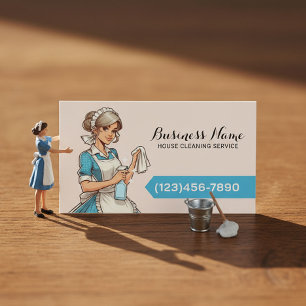 House Städning Tecknad Maid Houseservation Service Visitkort