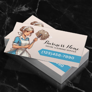 House Städning Tecknad Söt Woman Maid Service Visitkort