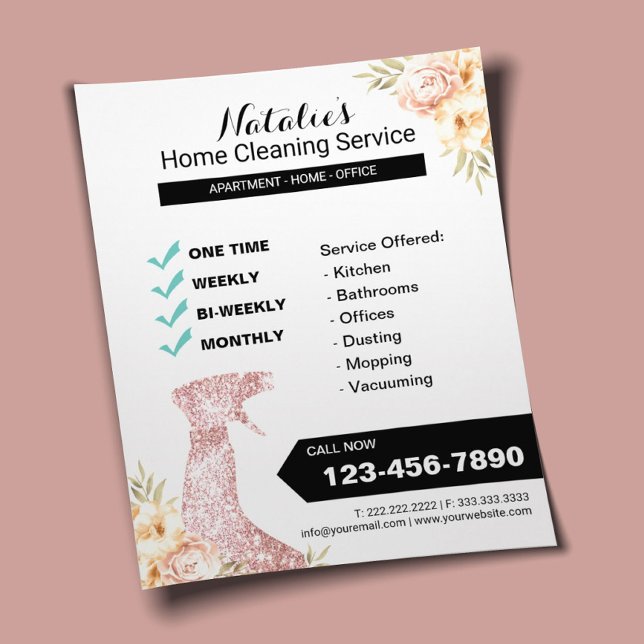 House Städning Vintage Blommigt Houseeping Flygblad (Skapare uppladdad)