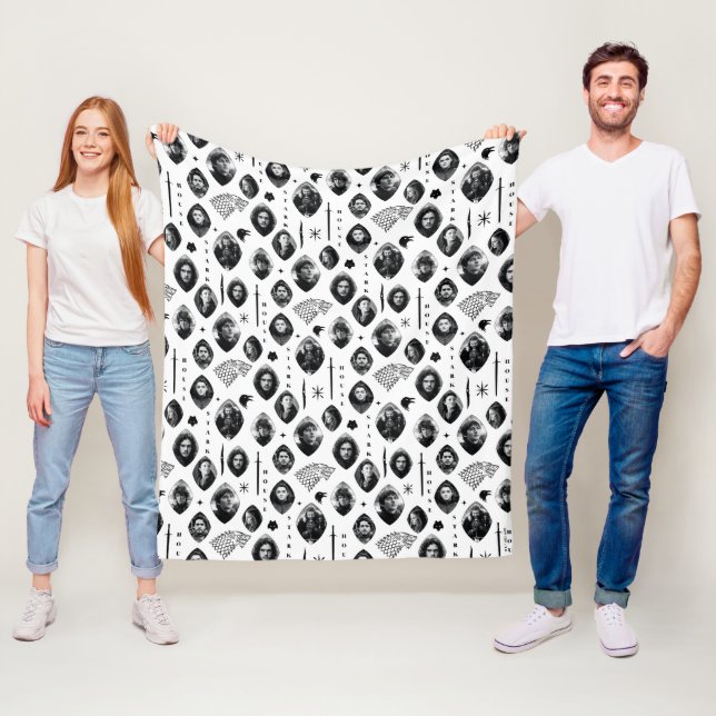 House Stark Icons & Porträtt Mönster Fleecefilt (På plats)
