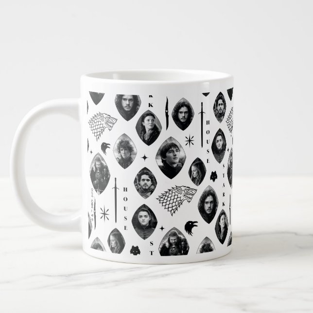 House Stark Icons & Porträtt Mönster Jumbo Mugg (Vänster)