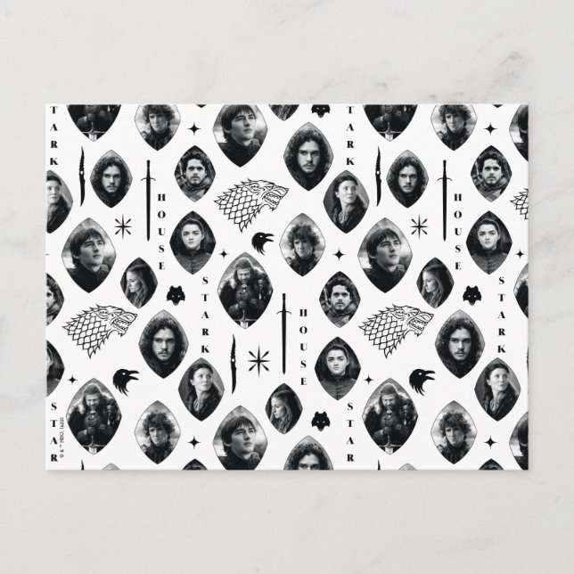 House Stark Icons & Porträtt Mönster Vykort (Framsida)