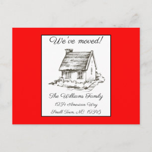 House Teckning om Red Adress Change Postcard Vykort