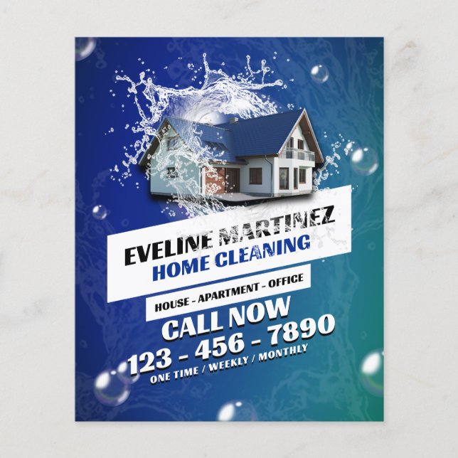 House vatten stänk städning tjänst flygblad (Framsidan)