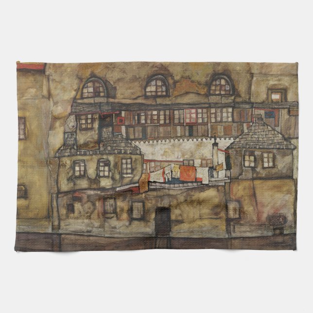 House Wall on River av Egon Schiele Kökshandduk (Horisontell)