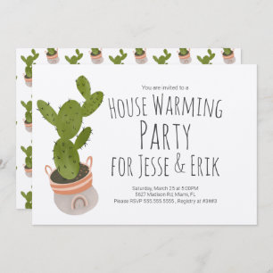 House Warming Party Cactus Plant Pot Hand plockade Inbjudningar