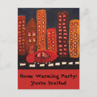 House Warming Party Original Art Design Postcard Inbjudan Vykort