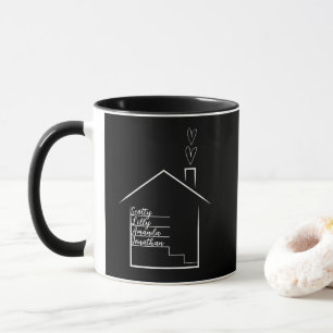 House with Family's Namn Personlig Mugg