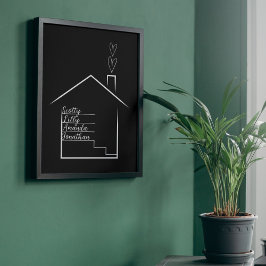 House with Family's Namn Personlig Poster