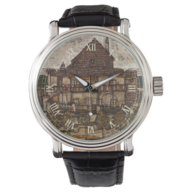 House with Shingle Tak by Egon Schiele Armbandsur (Framsida)