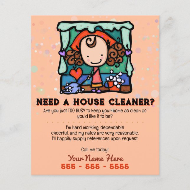 Houseclerengöring House Cleaner Anpassade Promo Flygblad (Framsidan)