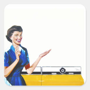 Housefru och New Washer Fyrkantigt Klistermärke