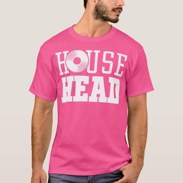 Househead House Music Dj Vinyl Edm Festival T Shirt (Framsida)
