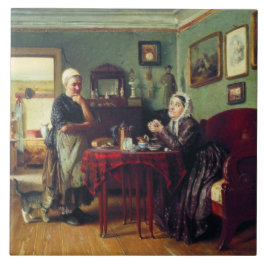 Household Conversation (av Konstantin Makovsky) Kakelplatta