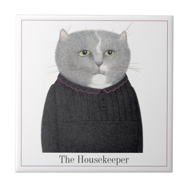HOUSEKEEPER CAT 4,25-tums keramiskt plattor i kvad Kakelplatta (Framsidan)