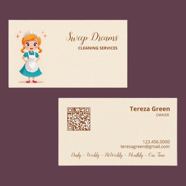 Housekeeper QR Visitkort (Housemaid Business Cards)