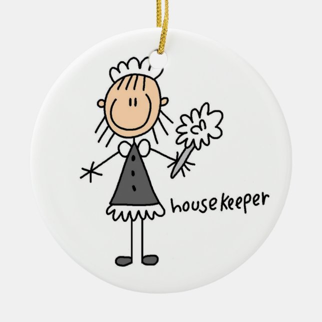 Housekeeper Stick figur Julgransprydnad Keramik (Framsidan)