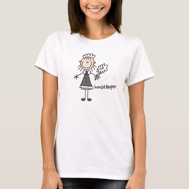 Housekeeper Stick figur Tee Shirt (Framsida)