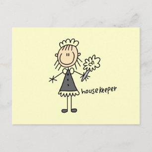 Housekeeper Stick figur Vykort
