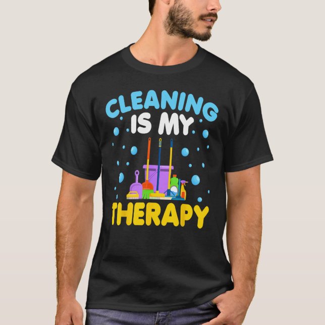 Housekeeping Housekeeper Cleaning Is My Therapy T Shirt (Framsida)