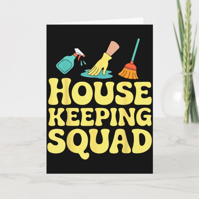 Housekeeping Squad Funny Cleaning Crew Team Maids  Kort (Framsida)