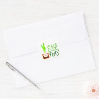 Houseplant Appreciation Day Cute Potted Flower  Fyrkantigt Klistermärke