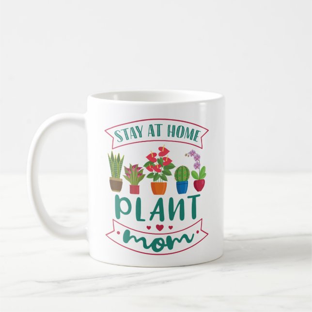 Houseplant Lover Stay At Home Plant Mom Kaffemugg (Vänster)