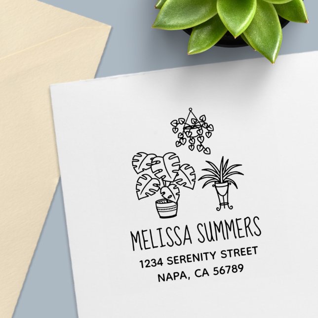 Houseplants Hobby Address Självfärgande Stämpel (Skapare uppladdad)