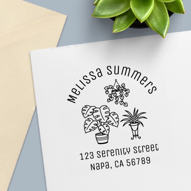 Houseplants Hobby Arch Address Självfärgande Stämpel (Skapare uppladdad)