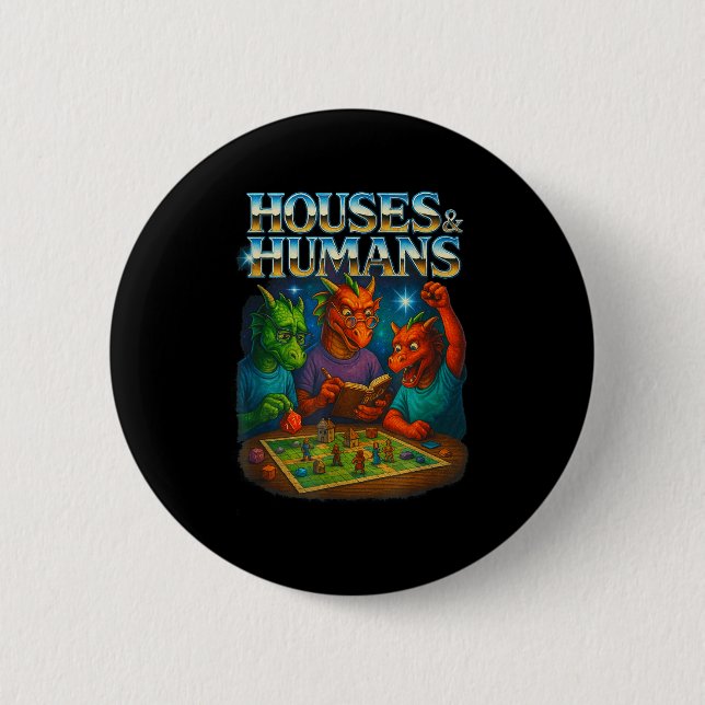 Houses And Humans Funny Gaming Rpg Gamers Men Wome Knapp (Framsida)