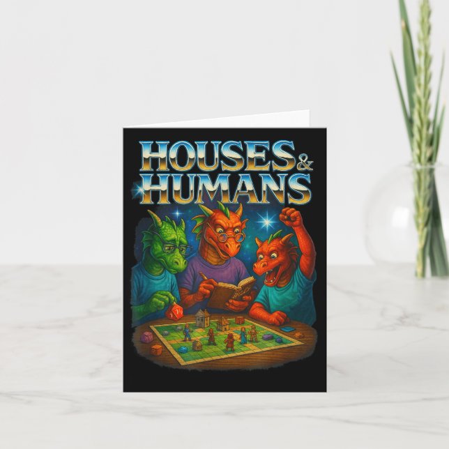 Houses And Humans Funny Gaming Rpg Gamers Men Wome Kort (Framsida)