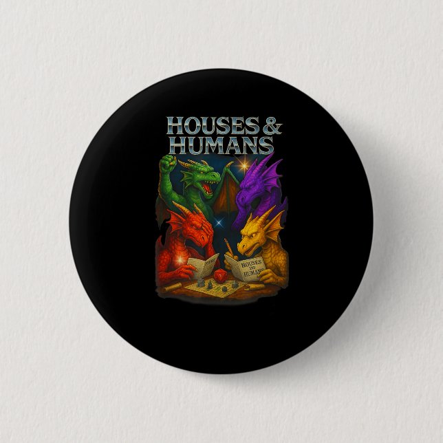 Houses And Humans Funny Novelty Rpg Gamers Men Wom Knapp (Framsida)