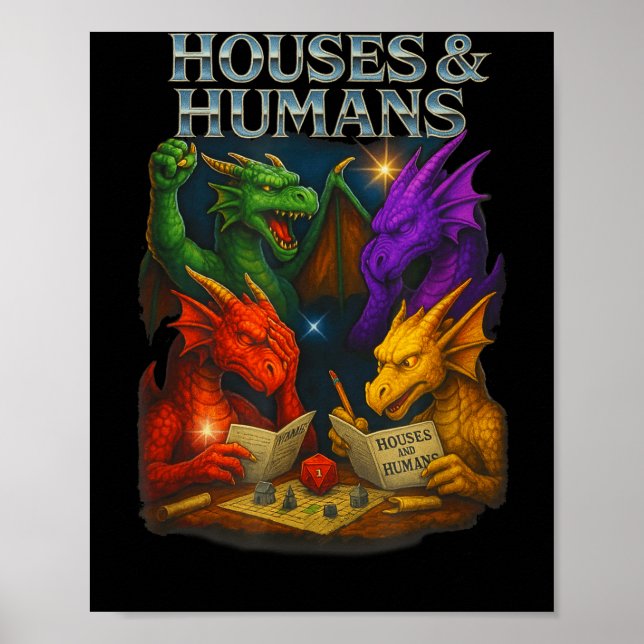 Houses And Humans Funny Novelty Rpg Gamers Men Wom Poster (Framsidan)