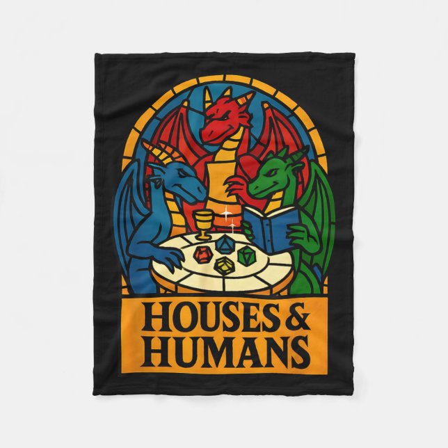 Houses And Humans Funny Rpg Nerdy Gamers Men Women Fleecefilt (Framsidan)
