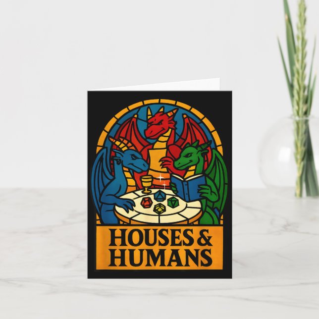 Houses And Humans Funny Rpg Nerdy Gamers Men Women Kort (Framsida)