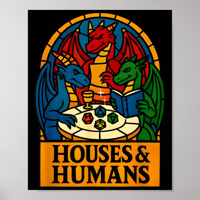 Houses And Humans Funny Rpg Nerdy Gamers Men Women Poster (Framsidan)