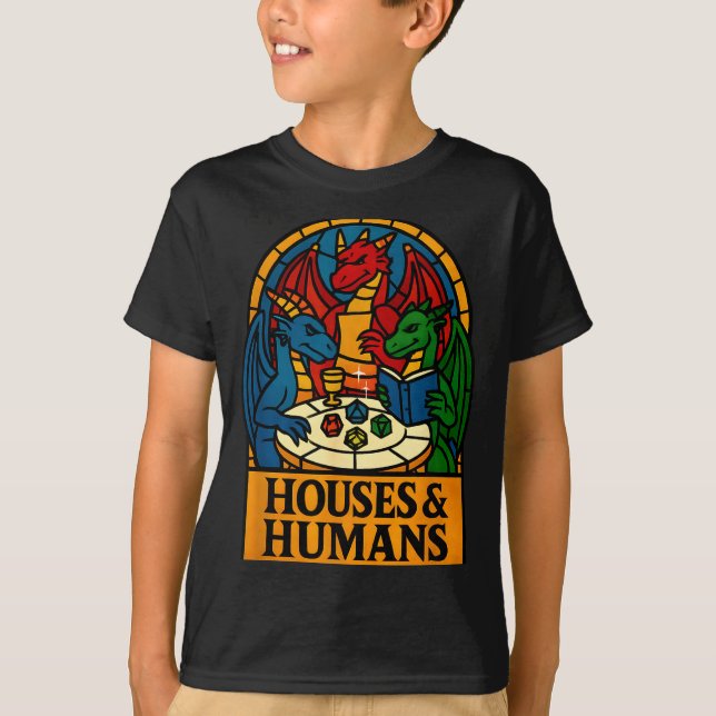 Houses And Humans Funny Rpg Nerdy Gamers Men Women T Shirt (Framsida)