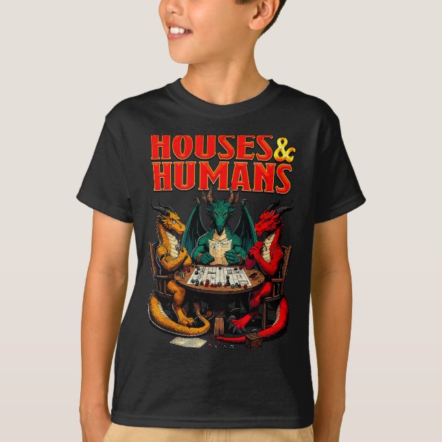 Houses And Humans Funny Tabletop Rpg Dice Game Par T Shirt (Framsida)
