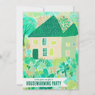 Houseuppvärmning New Home Garden Watercolor Cute P Inbjudningar