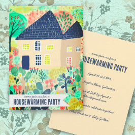 Houseuppvärmning New Home Garden Watercolor Cute P Inbjudningar