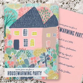 Houseuppvärmning New Home Garden Watercolor Cute P Inbjudningar
